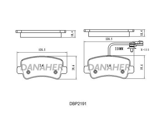 Danaher DBP2191 Brake Pad Set, disc brake DBP2191