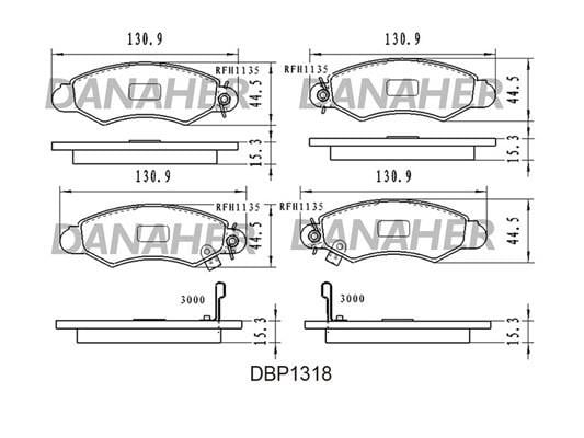 Danaher DBP1318 Brake Pad Set, disc brake DBP1318