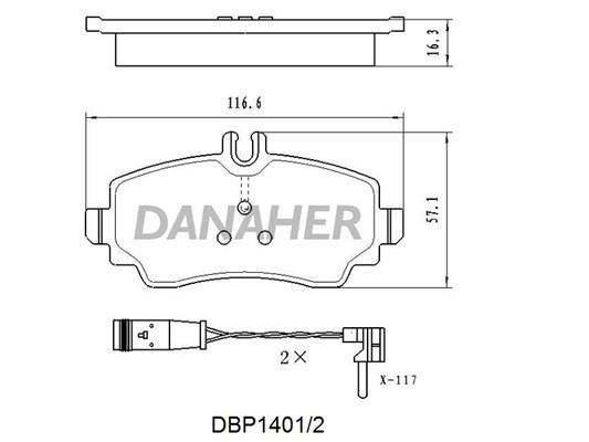 Danaher DBP1401/2 Brake Pad Set, disc brake DBP14012