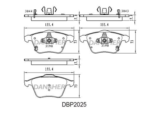 Danaher DBP2025 Brake Pad Set, disc brake DBP2025