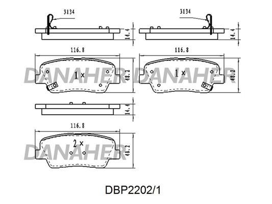 Danaher DBP2202/1 Brake Pad Set, disc brake DBP22021
