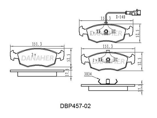 Danaher DBP457-02 Brake Pad Set, disc brake DBP45702