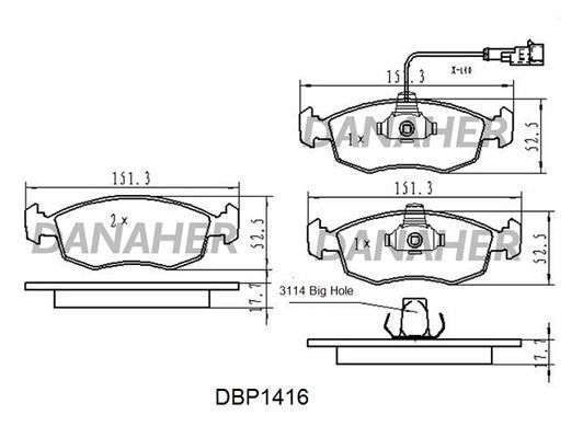 Danaher DBP1416 Brake Pad Set, disc brake DBP1416