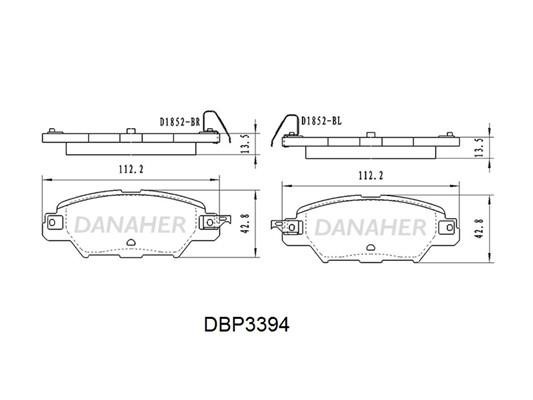 Danaher DBP3394 Front disc brake pads, set DBP3394