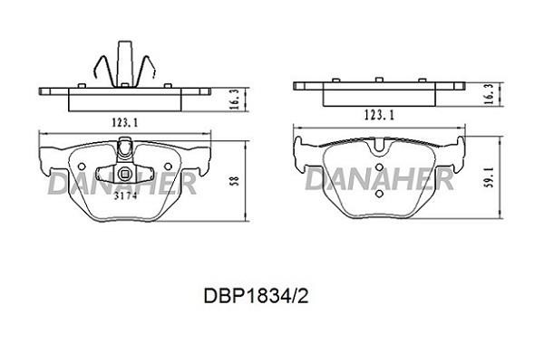 Danaher DBP1834/2 Brake Pad Set, disc brake DBP18342