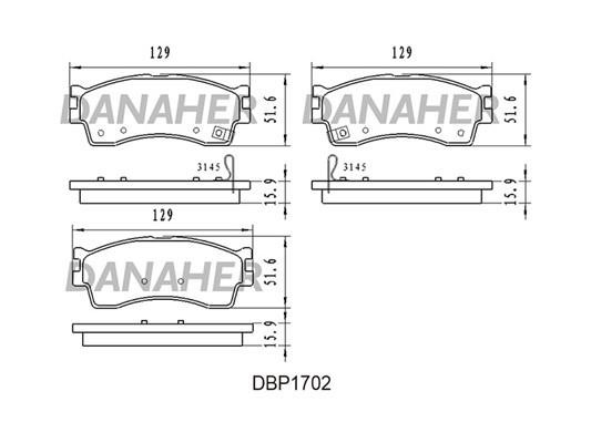 Danaher DBP1702 Brake Pad Set, disc brake DBP1702