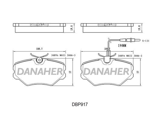 Danaher DBP917 Brake Pad Set, disc brake DBP917