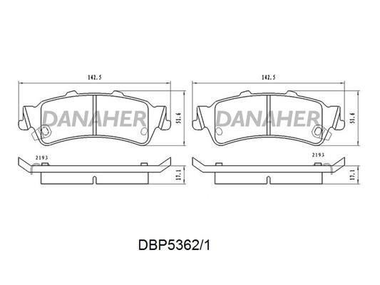 Danaher DBP5362/1 Front disc brake pads, set DBP53621