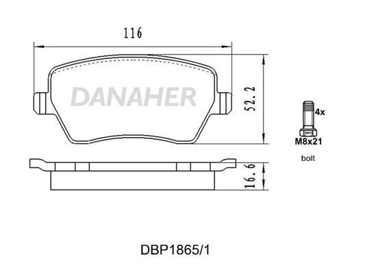 Danaher DBP1865/1 Brake Pad Set, disc brake DBP18651