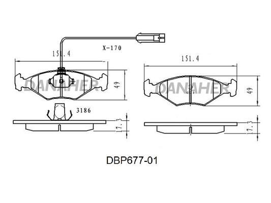 Danaher DBP677-01 Brake Pad Set, disc brake DBP67701
