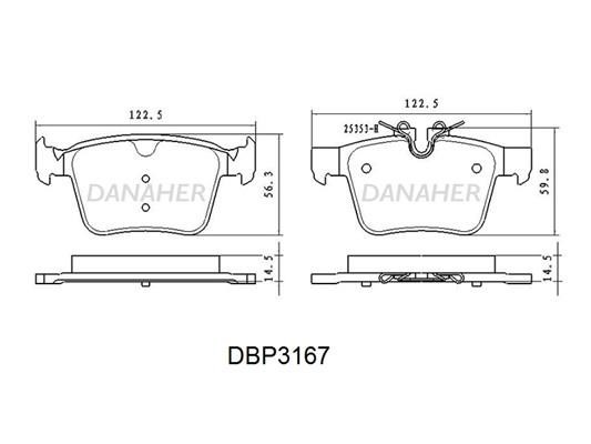 Danaher DBP3167 Brake Pad Set, disc brake DBP3167
