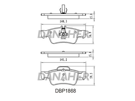 Danaher DBP1868 Brake Pad Set, disc brake DBP1868