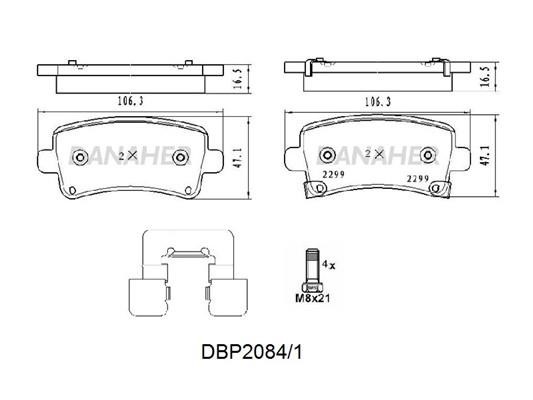 Danaher DBP2084/1 Brake Pad Set, disc brake DBP20841