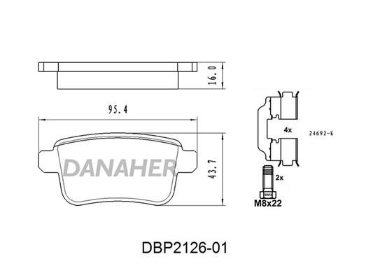 Danaher DBP2126-01 Brake Pad Set, disc brake DBP212601