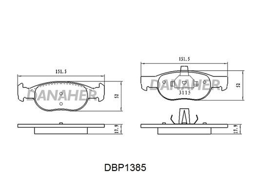 Danaher DBP1385 Brake Pad Set, disc brake DBP1385