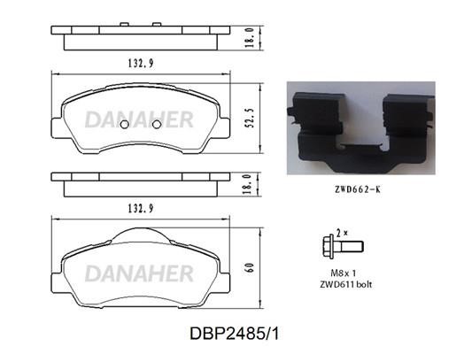 Danaher DBP2485/1 Brake Pad Set, disc brake DBP24851
