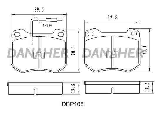 Danaher DBP108 Brake Pad Set, disc brake DBP108