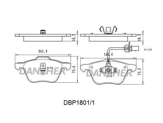 Danaher DBP1801/1 Brake Pad Set, disc brake DBP18011