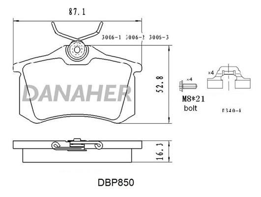 Danaher DBP850 Brake Pad Set, disc brake DBP850