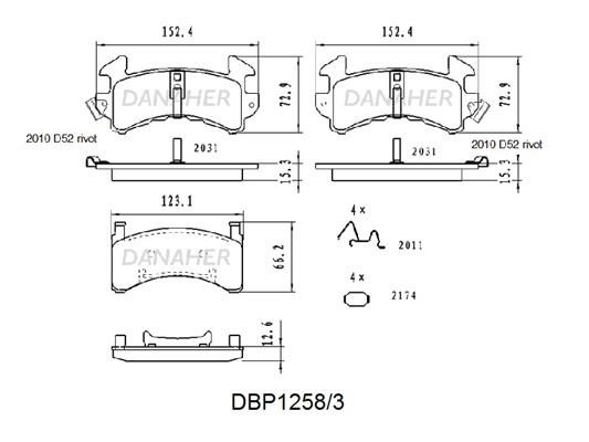 Danaher DBP1258/3 Brake Pad Set, disc brake DBP12583