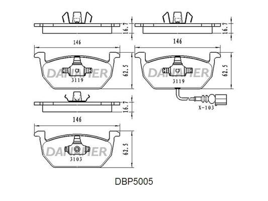 Danaher DBP5005 Brake Pad Set, disc brake DBP5005