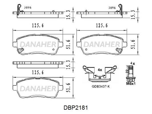 Danaher DBP2181 Brake Pad Set, disc brake DBP2181