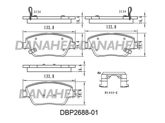 Danaher DBP2688-01 Brake Pad Set, disc brake DBP268801