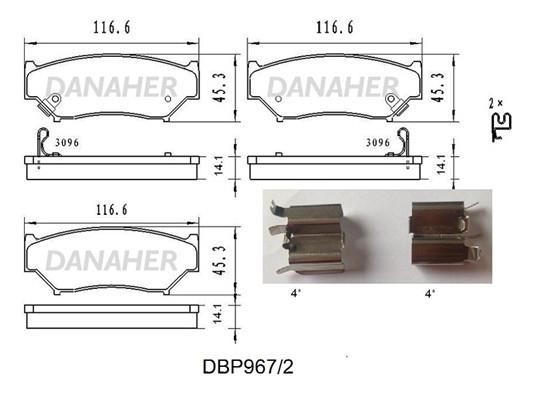 Danaher DBP967/2 Brake Pad Set, disc brake DBP9672