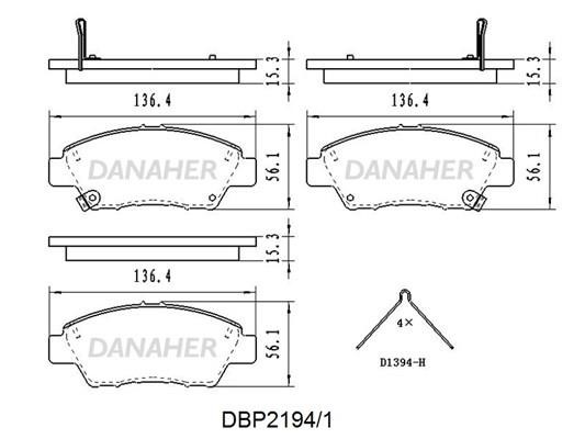 Danaher DBP2194/1 Brake Pad Set, disc brake DBP21941