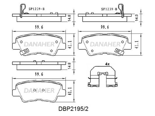 Danaher DBP2195/2 Brake Pad Set, disc brake DBP21952
