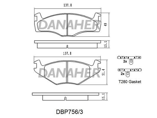 Danaher DBP756/3 Brake Pad Set, disc brake DBP7563