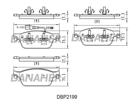 Danaher DBP2199 Brake Pad Set, disc brake DBP2199