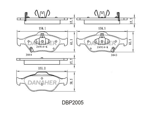 Danaher DBP2005 Brake Pad Set, disc brake DBP2005
