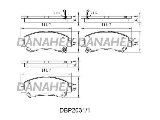 Danaher DBP2031/1 Brake Pad Set, disc brake DBP20311