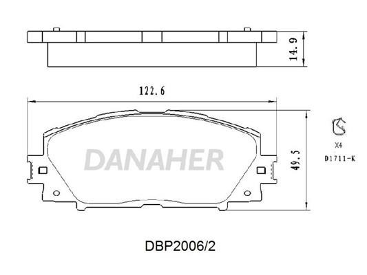 Danaher DBP2006/2 Brake Pad Set, disc brake DBP20062