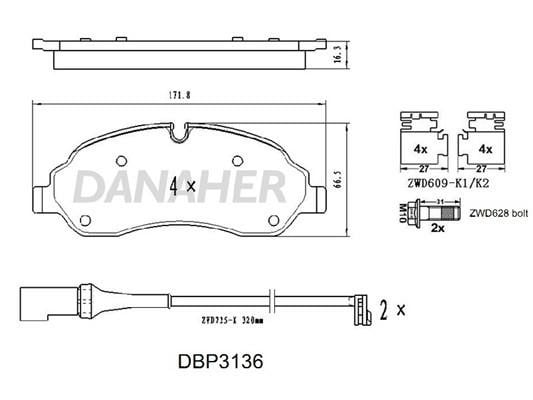 Danaher DBP3136 Brake Pad Set, disc brake DBP3136