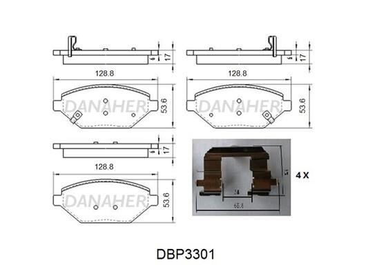 Danaher DBP3301 Brake Pad Set, disc brake DBP3301