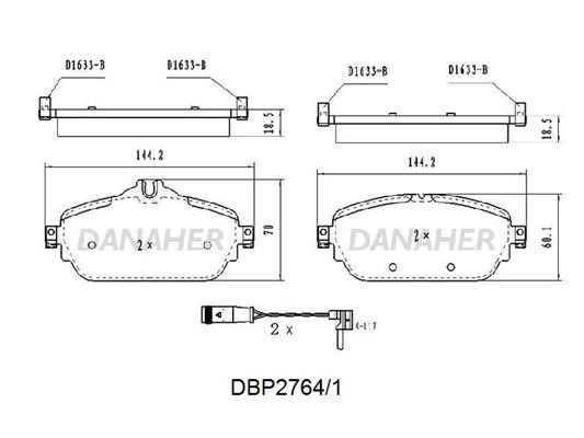 Danaher DBP2764/1 Brake Pad Set, disc brake DBP27641