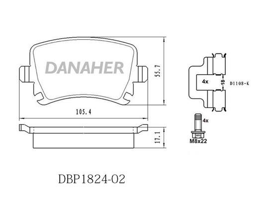 Danaher DBP1824-02 Brake Pad Set, disc brake DBP182402