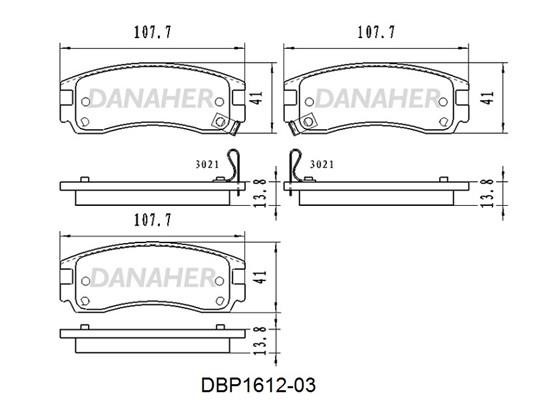 Danaher DBP1612-03 Brake Pad Set, disc brake DBP161203