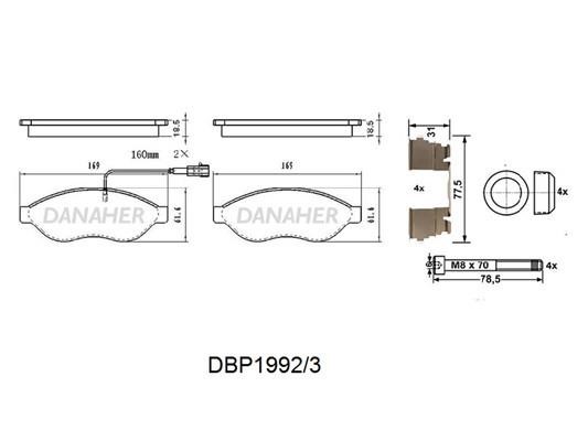 Danaher DBP1992/3 Brake Pad Set, disc brake DBP19923