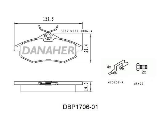 Danaher DBP1716-01 Brake Pad Set, disc brake DBP171601