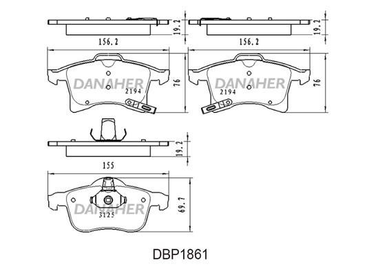 Danaher DBP1861 Brake Pad Set, disc brake DBP1861