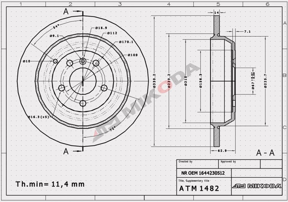 1482 Mikoda Rear brake disc
