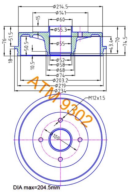 9302 Mikoda Rear brake drum