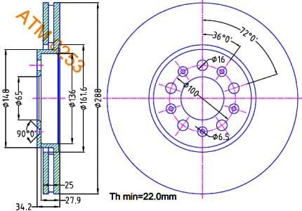 Mikoda 0253 Front vented brake disc 0253 0253 Mikoda Front vented brake disc
