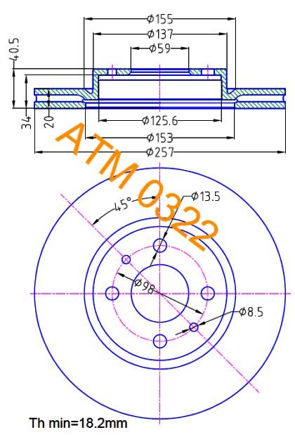 0322 Mikoda Front vented brake disc
