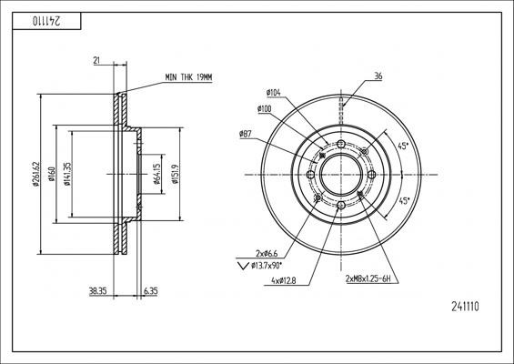 Hart 241 110 Brake disk 241110 241110 Hart Brake disk