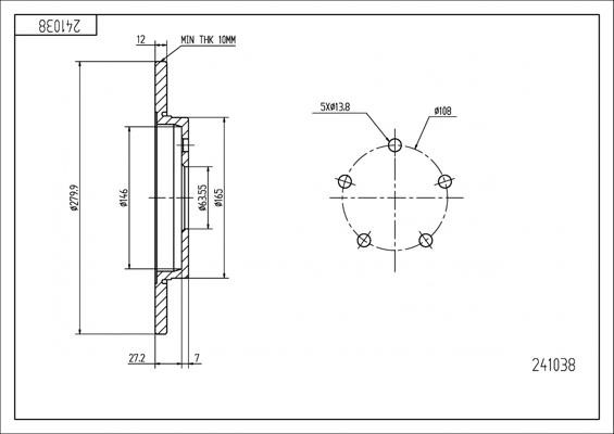 Hart 241 038 Brake disk 241038 241038 Hart Brake disk