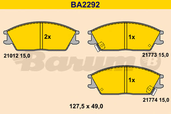 Barum BA2292 Brake Pad Set, disc brake BA2292